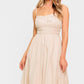 Flying Tomato Honey Sunset cream woven midi dress, featuring a flowy silhouette and intricate fabric details.