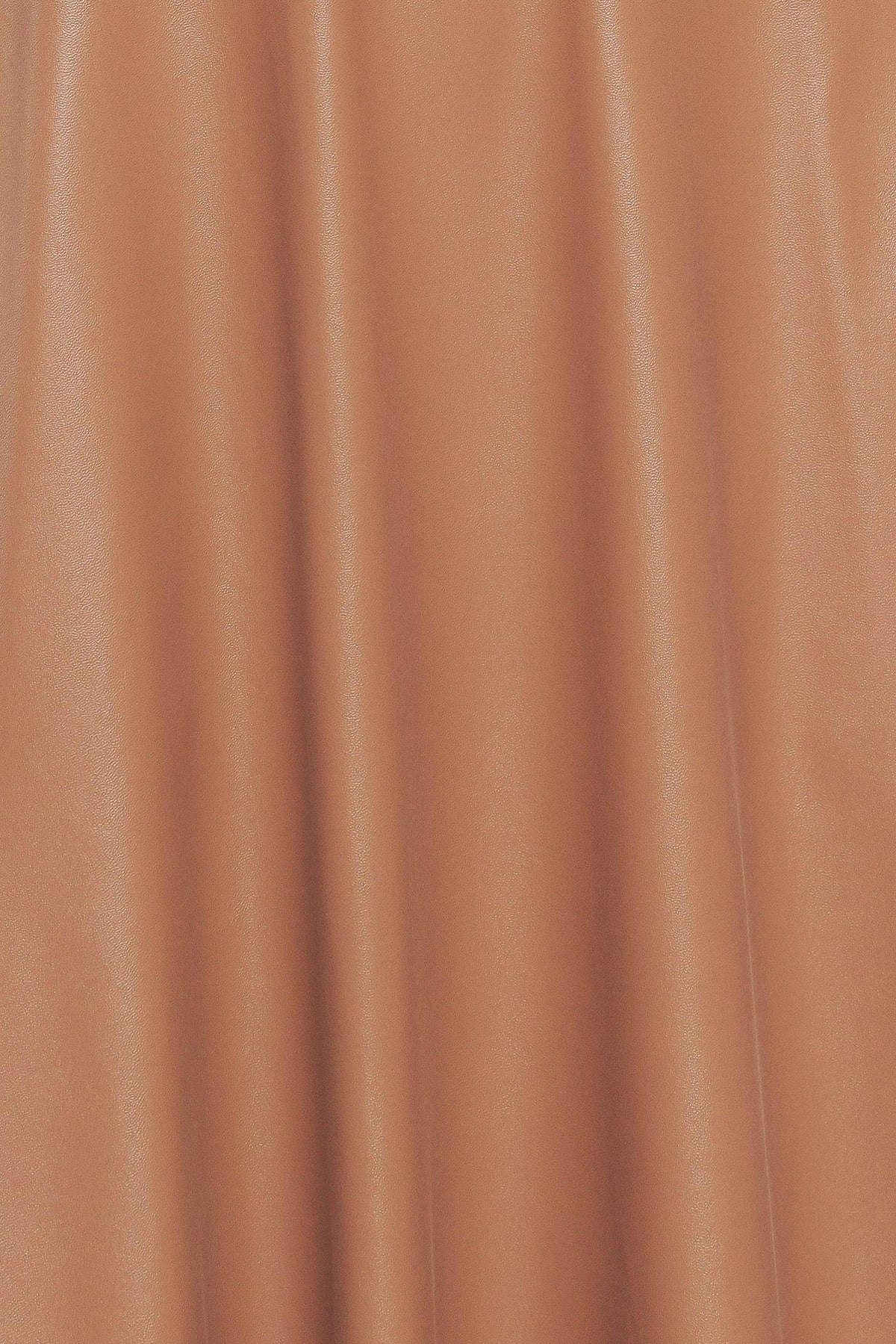 Camel faux leather midi dress by Flying Tomato, showcasing a sleek, stylish design with a fitted silhouette and elegant length.