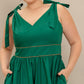 FOREST CHARM WOVEN COLOR BLOCKED MIDI DRESS