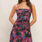 NIGHT FLORIST POWER MESH MAXI DRESS