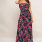 NIGHT FLORIST POWER MESH MAXI DRESS
