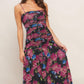 NIGHT FLORIST POWER MESH MAXI DRESS