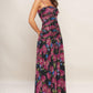 NIGHT FLORIST POWER MESH MAXI DRESS