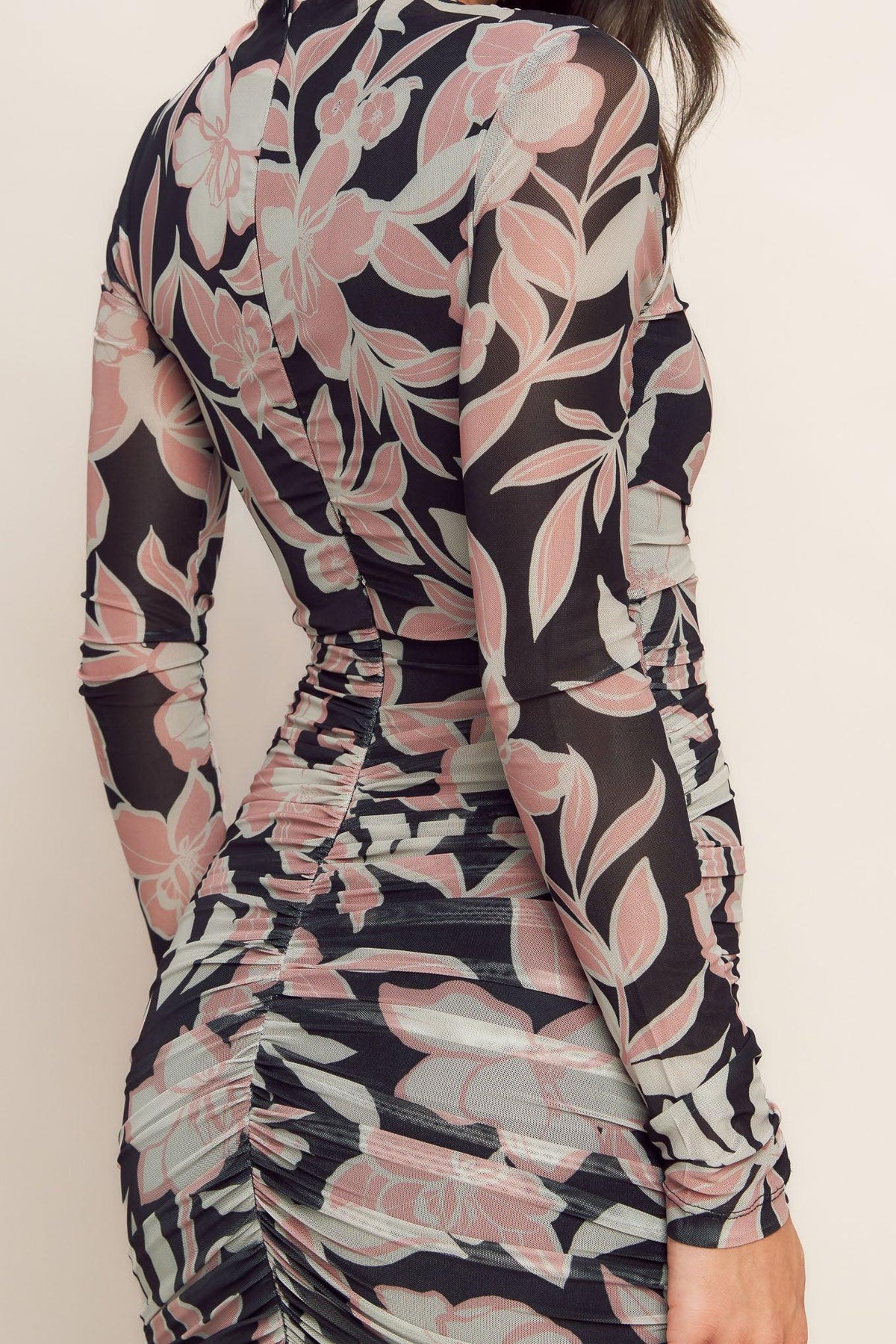 Black Flying Tomato muted romance power mesh midi dress with fitted silhouette and stylish design.