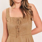 DESERT LACE CAMEL FAUX SUEDE LACE-UP MINI DRESS