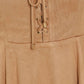 DESERT LACE CAMEL FAUX SUEDE LACE-UP MINI DRESS