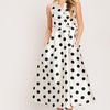 CAFÉ NOIR POLKA WOVEN MIDI DRESS - IVORY