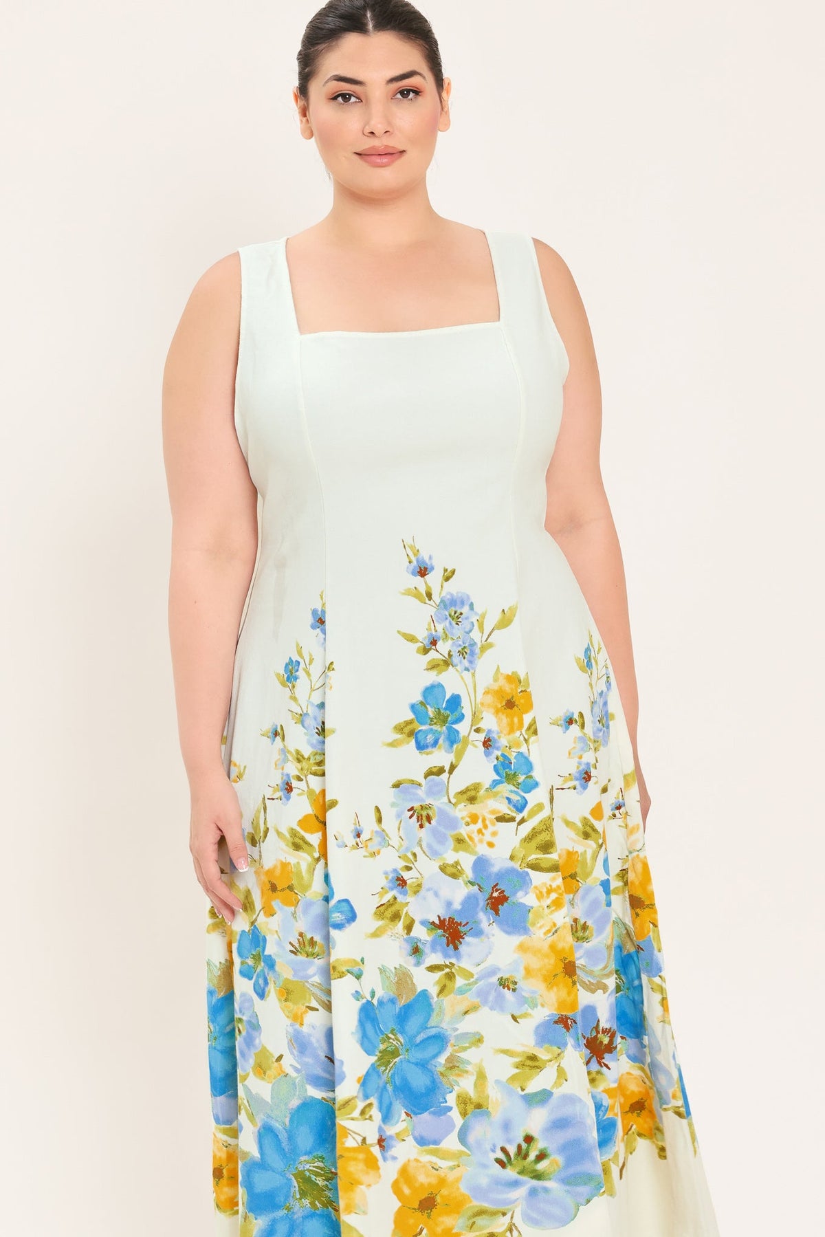 Off-white woven midi dress from Flying Tomato's Dreaming of the Coast collection, featuring a flowing, stylish design.