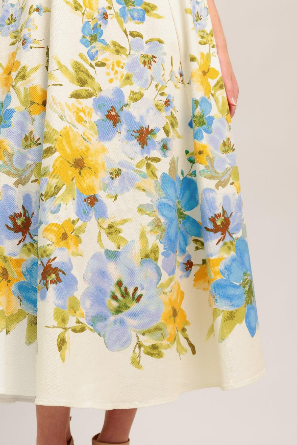 Off-white woven midi dress from Flying Tomato’s Dreaming of the Coast collection, featuring a relaxed, flowy silhouette.