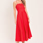 Flying Tomato modern romance woven midi dress in red, featuring a stylish, flowing design perfect for casual or semi-formal wear.
