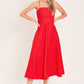 Flying Tomato modern romance woven midi dress in vibrant red, featuring a stylish and elegant design perfect for casual or semi-formal wear.