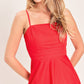 Flying Tomato Modern Romance woven midi dress in red, featuring a stylish, flowy design perfect for elegant occasions.