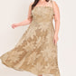 Flying Tomato Sandy Bloom floral woven lace midi dress in tan with intricate lace details and a flowing silhouette.