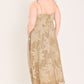 Flying Tomato Sandy Bloom floral woven lace midi dress in tan, featuring delicate lace details and a flowing silhouette.