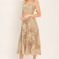 Flying Tomato Sandy Bloom floral woven lace midi dress in tan, featuring intricate lace details and a flattering silhouette.