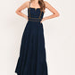 STARS ALONG THE SEAM DENIM MAXI DRESS