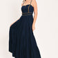 STARS ALONG THE SEAM DENIM MAXI DRESS