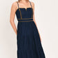 STARS ALONG THE SEAM DENIM MAXI DRESS