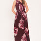 CRIMSON AFFAIR BURGUNDY PLEATED ONE-SHOULDER MAXI DRESS