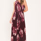 CRIMSON AFFAIR BURGUNDY PLEATED ONE-SHOULDER MAXI DRESS