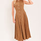 SADDLE SUEDE SWING FAUX SUEDE MIDI DRESS