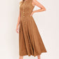 SADDLE SUEDE SWING FAUX SUEDE MIDI DRESS