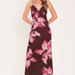 MIDNIGHT MERLOT LACE TRIM MESH MAXI DRESS