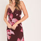 MIDNIGHT MERLOT LACE TRIM MESH MAXI DRESS