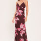 MIDNIGHT MERLOT LACE TRIM MESH MAXI DRESS