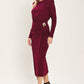 BORDEAUX SCULPT BURGUNDY GATHERED HARDWARE MIDI DRESS