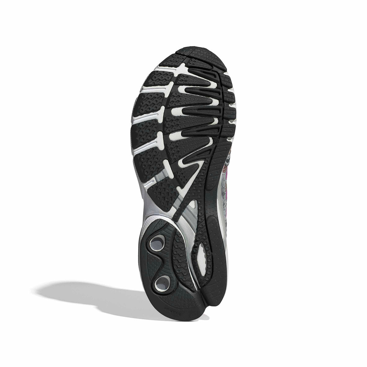 Adidas Womens Adistar Control 5 lilac running shoes, bottom view showing white outsole and supportive design for athletic footwear.