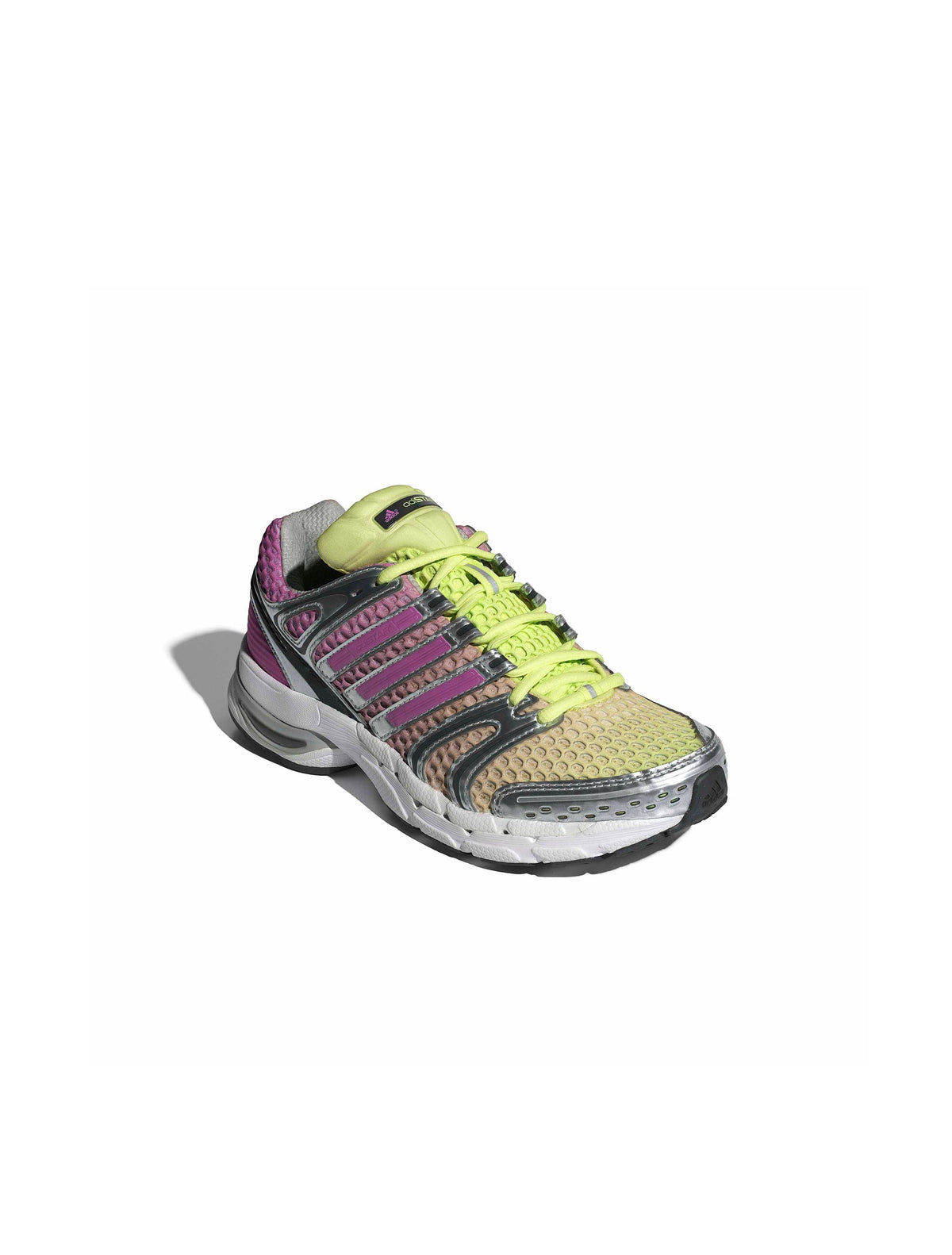 Adidas Womens Adistar Control 5 lilac athletic footwear with white accents, front lateral top view.