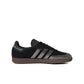 Women's Adidas Rhinestone Samba OG shoes in black and silver, side medial view