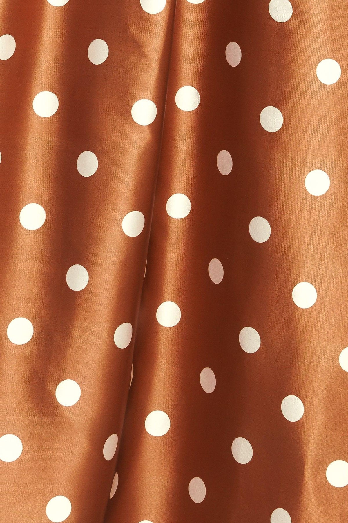Caramel chic polka flow woven full maxi skirt by Flying Tomato, featuring a lightweight, flowing fabric and polka dot pattern.