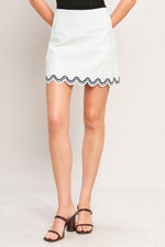 Flying Tomato Urban Wave woven mini skirt in off-white with a textured woven pattern, stylish for casual and summer outfits.