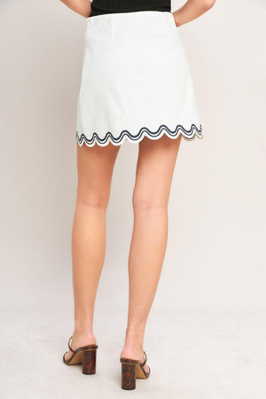 Flying Tomato Urban Wave woven mini skirt in off-white with a textured, woven fabric and a fitted, stylish design.
