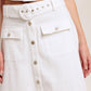 Flying Tomato EASY WEAR Western woven midi skirt in white denim, featuring a flowy silhouette and Western-inspired design.