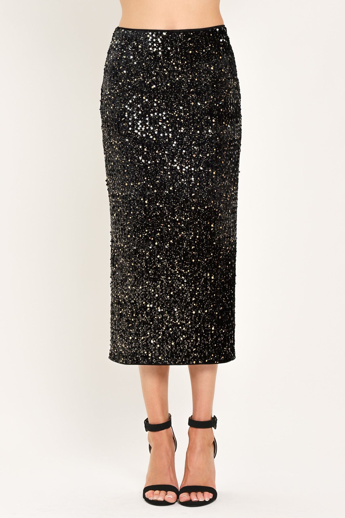 Black Midnight Edit statement skirt by Flying Tomato, featuring a stylish, high-waisted design with a sleek silhouette and bold details.