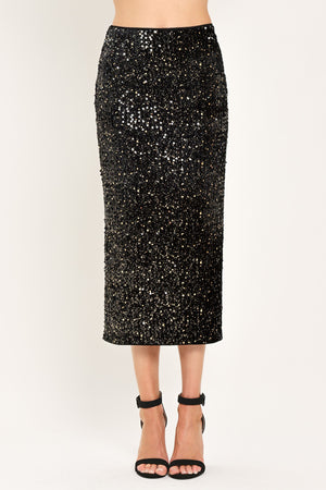 Black Midnight Edit statement skirt by Flying Tomato, featuring a stylish, high-waisted design with a sleek silhouette and bold details.
