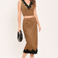UMBER LACE AFTERGLOW FAUX SUEDE STRAIGHT SKIRT