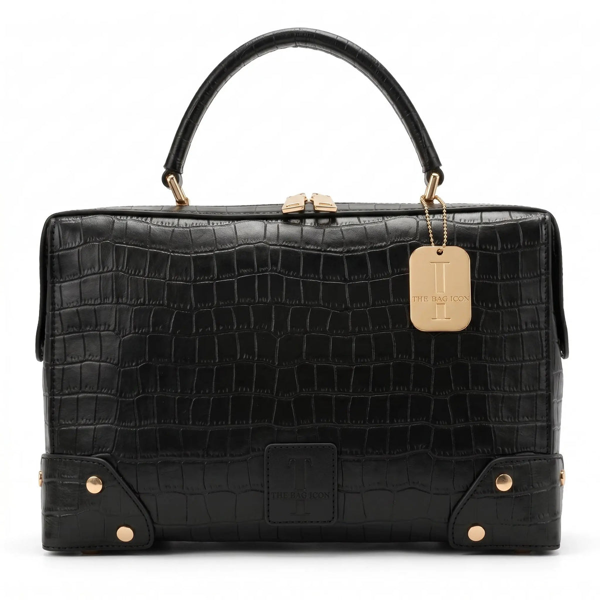 Thebagicon Grandmère Trunk Bag handbag with vintage-inspired design, crafted from leather with metal hardware and top handle.