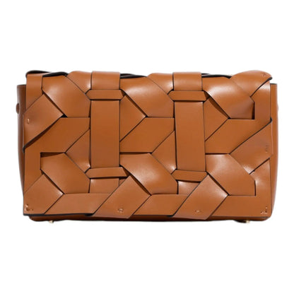 Woven clutch handbag by thebagicon featuring intricate woven patterns and a compact design for stylish accessories.
