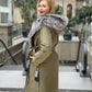 Genuine Silver Fox Fur Trim Rabbit Fur Insulated Parka