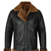 Classic Ginger Brown B3 Bomber Aviator Shearling Jacket - Brown