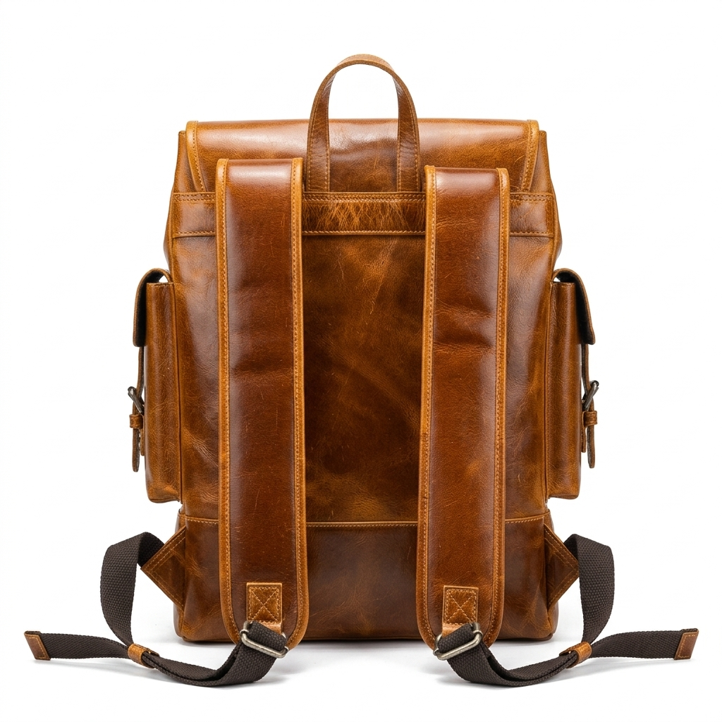 Classy Leather Bags Earthen leather laptop backpack in luxury leather, shown from the front