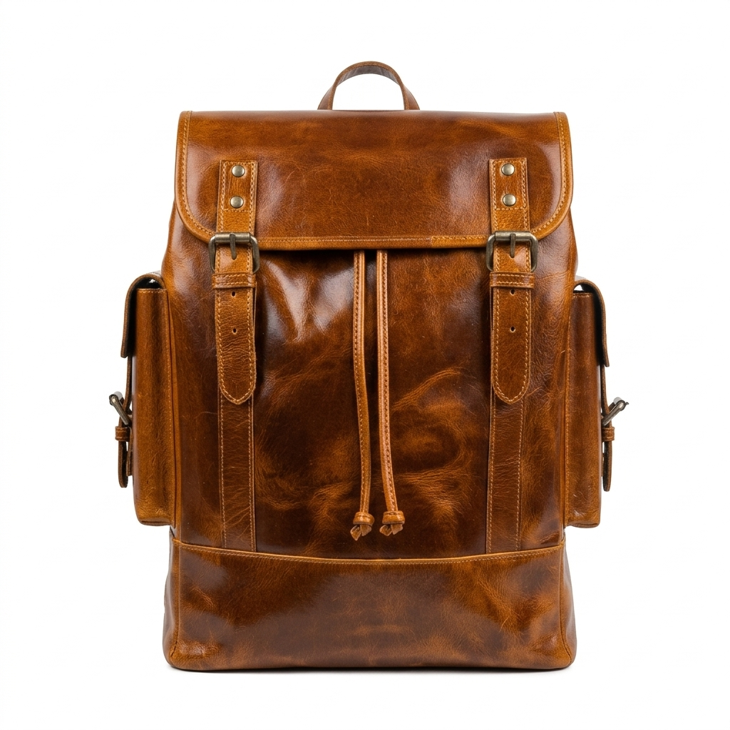 Earthen leather laptop backpack by Classy Leather Bags, luxury leather design with spacious compartments