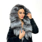 Genuine Silver Fox Fur Down Fill Coat