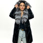 Genuine Silver Fox Fur Down Fill Coat