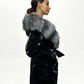 Genuine Silver Fox Fur Down Fill Coat