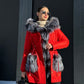 Roma Genuine Silver Fox Fur Rabbit Fur Insulated Parka in Red